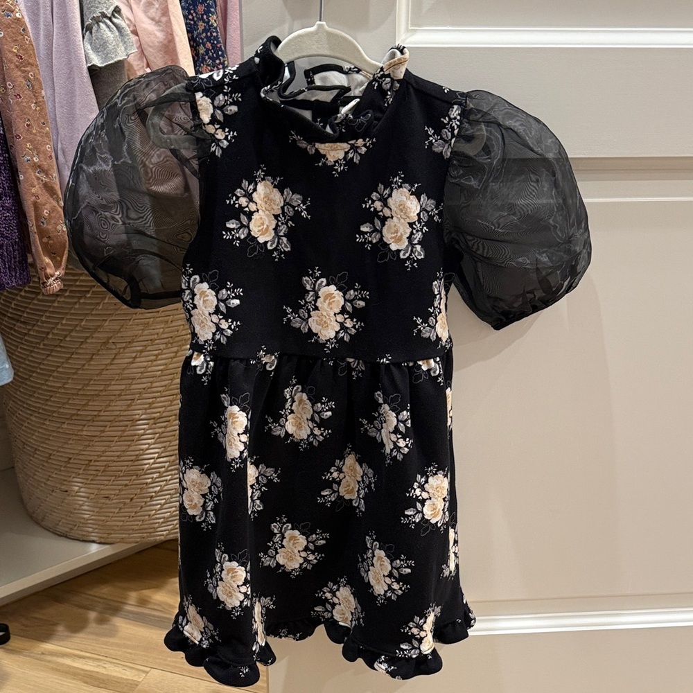 Janie and Jack NWT Floral Black Kids Dress